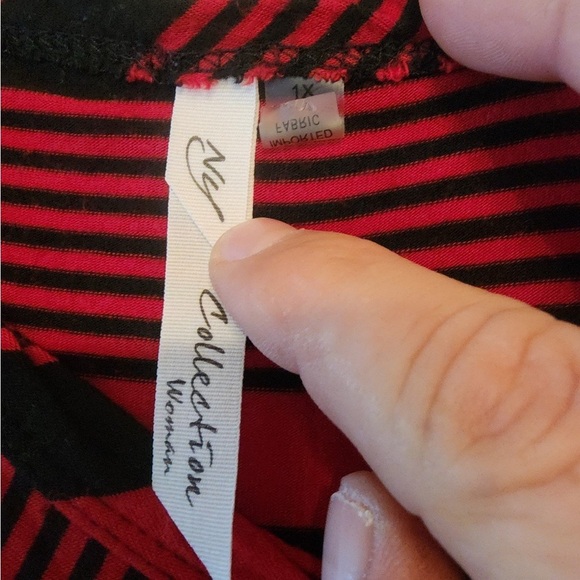 NY collection red and black striped blouse size womens 1x - Picture 3 of 4